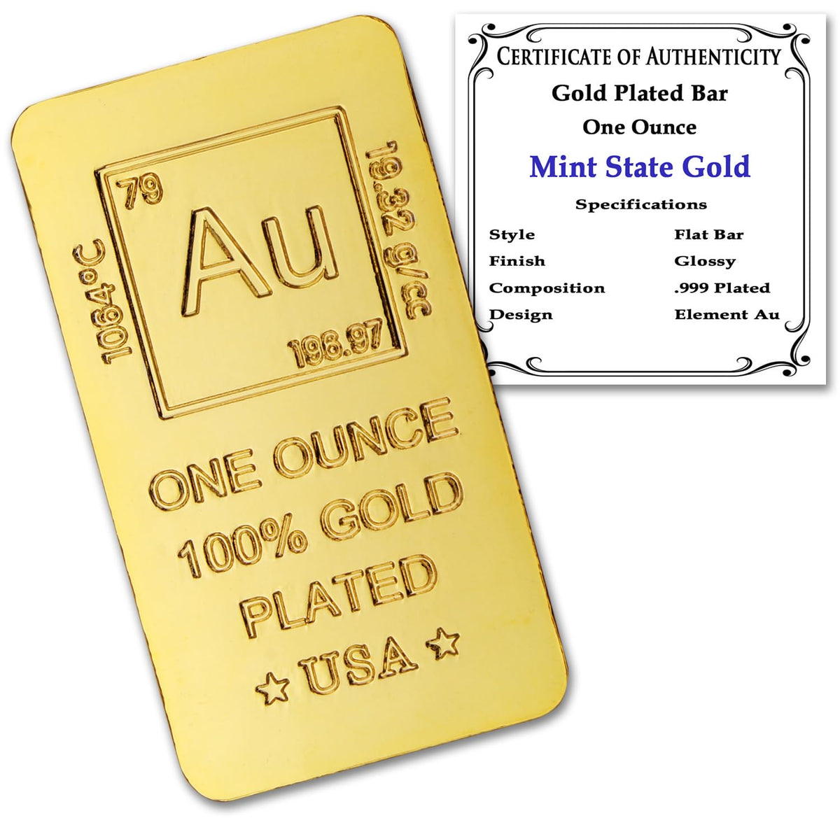 1 oz Gold Plated Bar P949