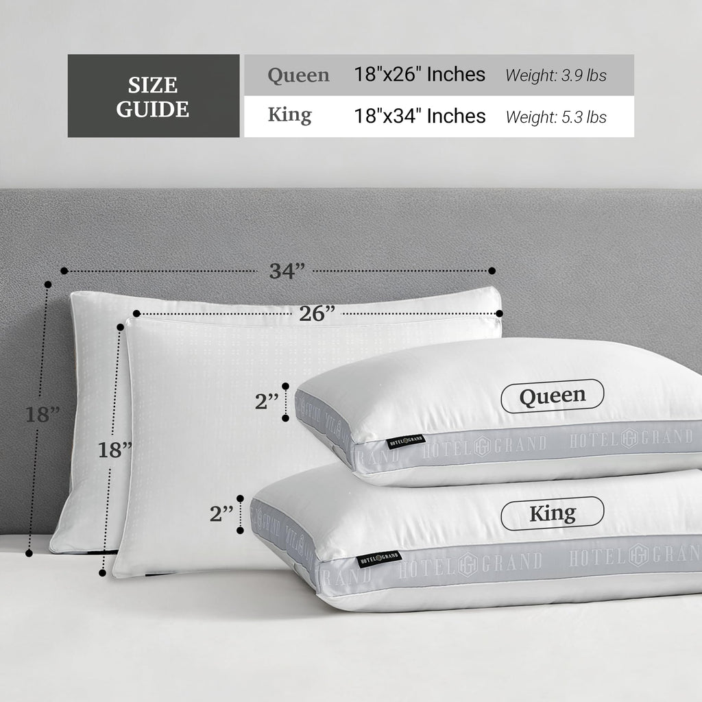 King Size Set of 2 Medium Soft Bed Pillows K365
