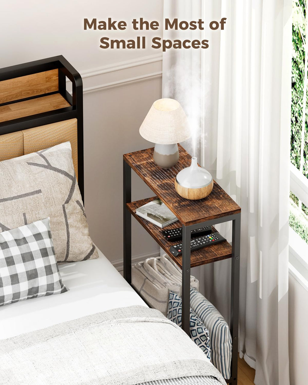 Narrow 3-Tier Wooden Side Table J929279