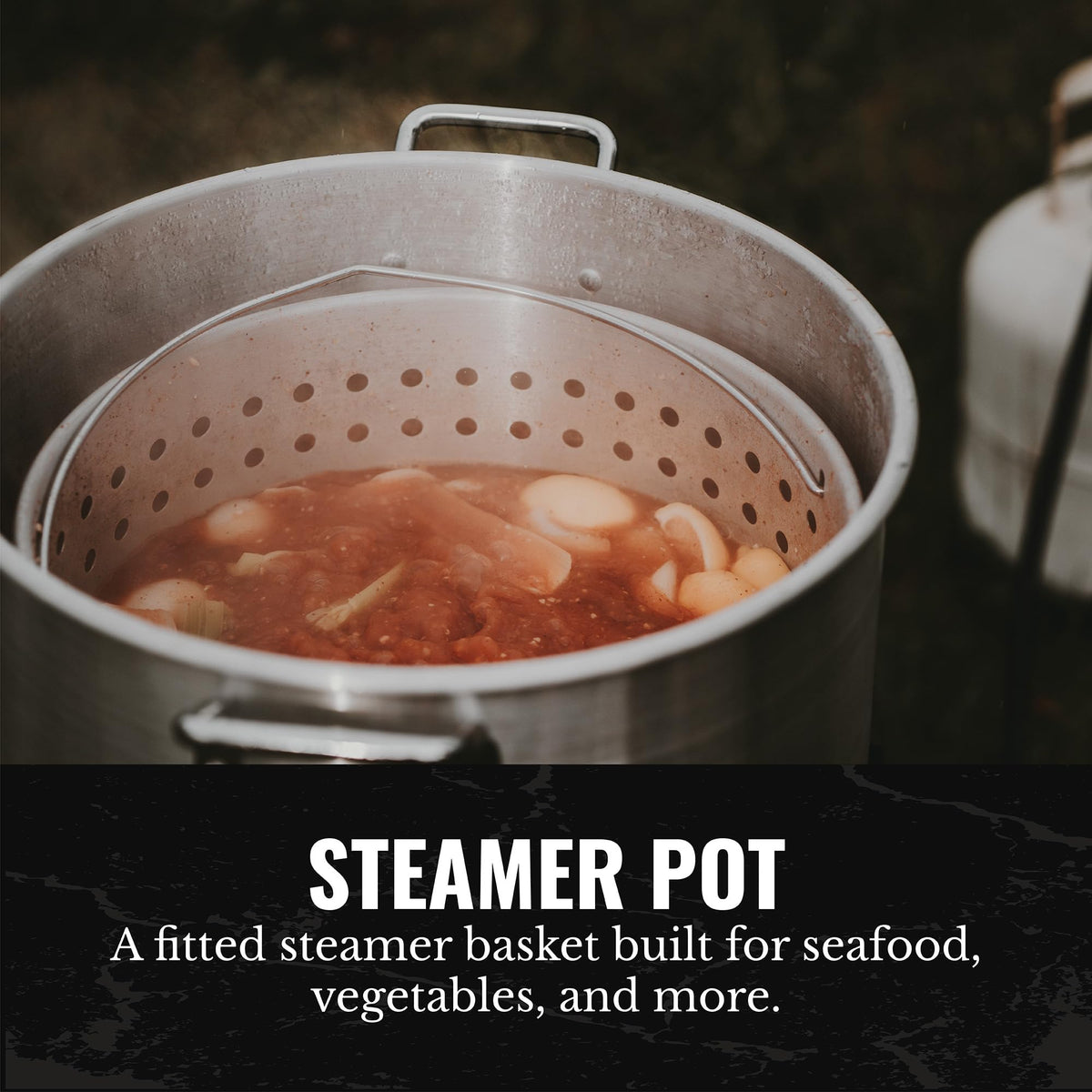 60Qt Aluminum Stock Pot with Strainer and Lid J6879
