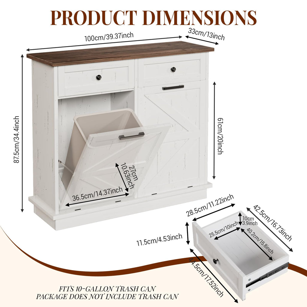 White 20 Gallon Tilt Out Trash Can Cabinet G16126