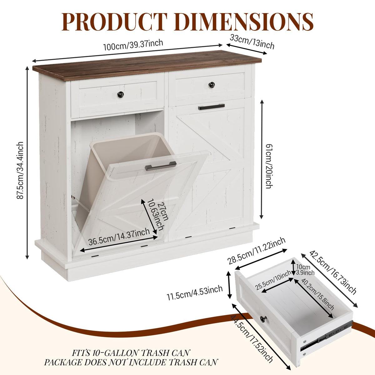 White 20 Gallon Tilt Out Trash Can Cabinet G16126