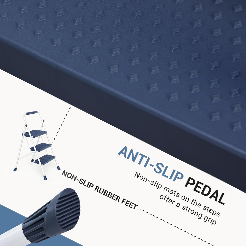 3 Step Anti-Slip Handrail 500lbs Step Ladder Q68419