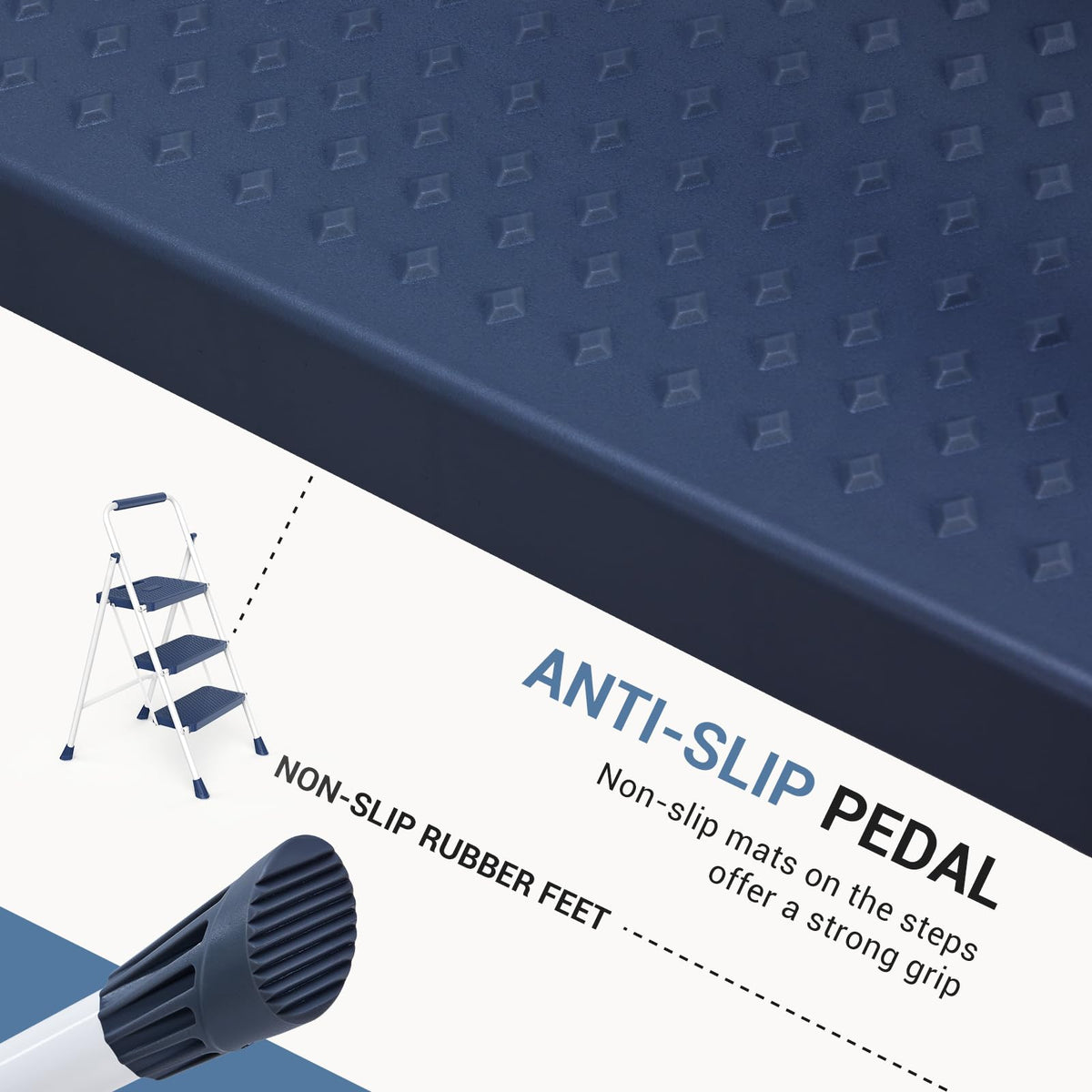 3 Step Anti-Slip Handrail 500lbs Step Ladder Q68419