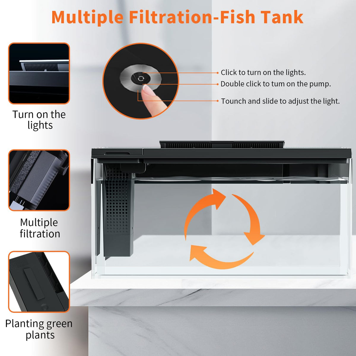 3.7 Gallon Betta Fish Tank Kit with Filter Light Water Pump M7628