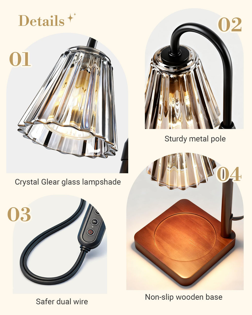 Vintage Candle Warmer Lamp with Timer Dimmer J614