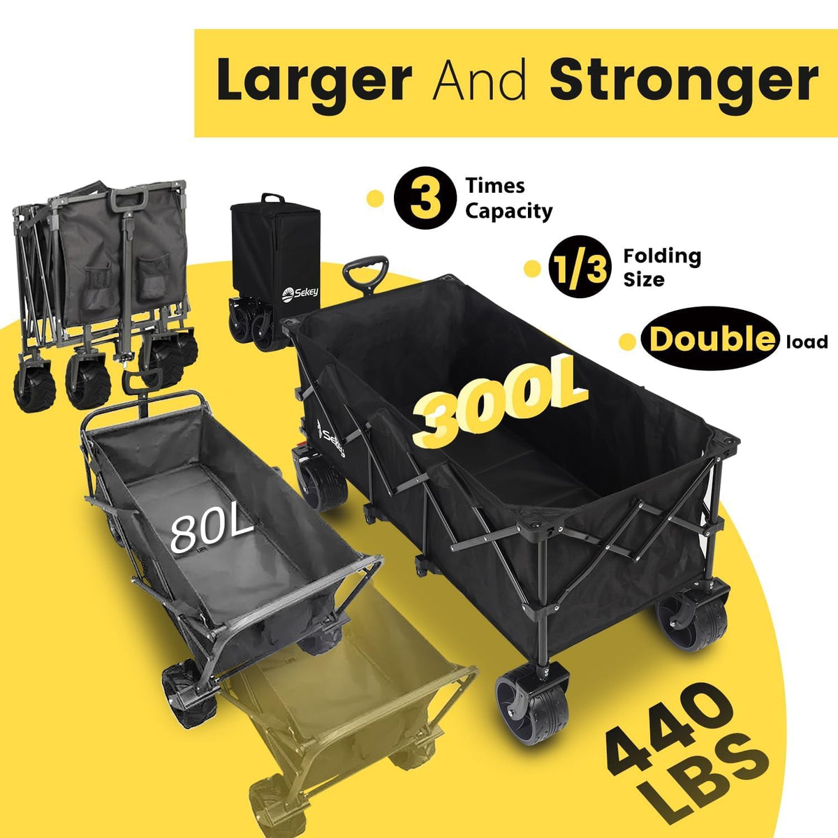 300L Extended Collapsible Wagon, 660 lb Capacity C682