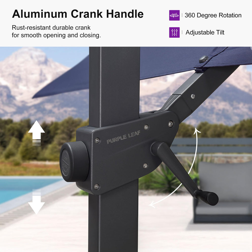 Navy Blue Cantilever Umbrella with Base E75026