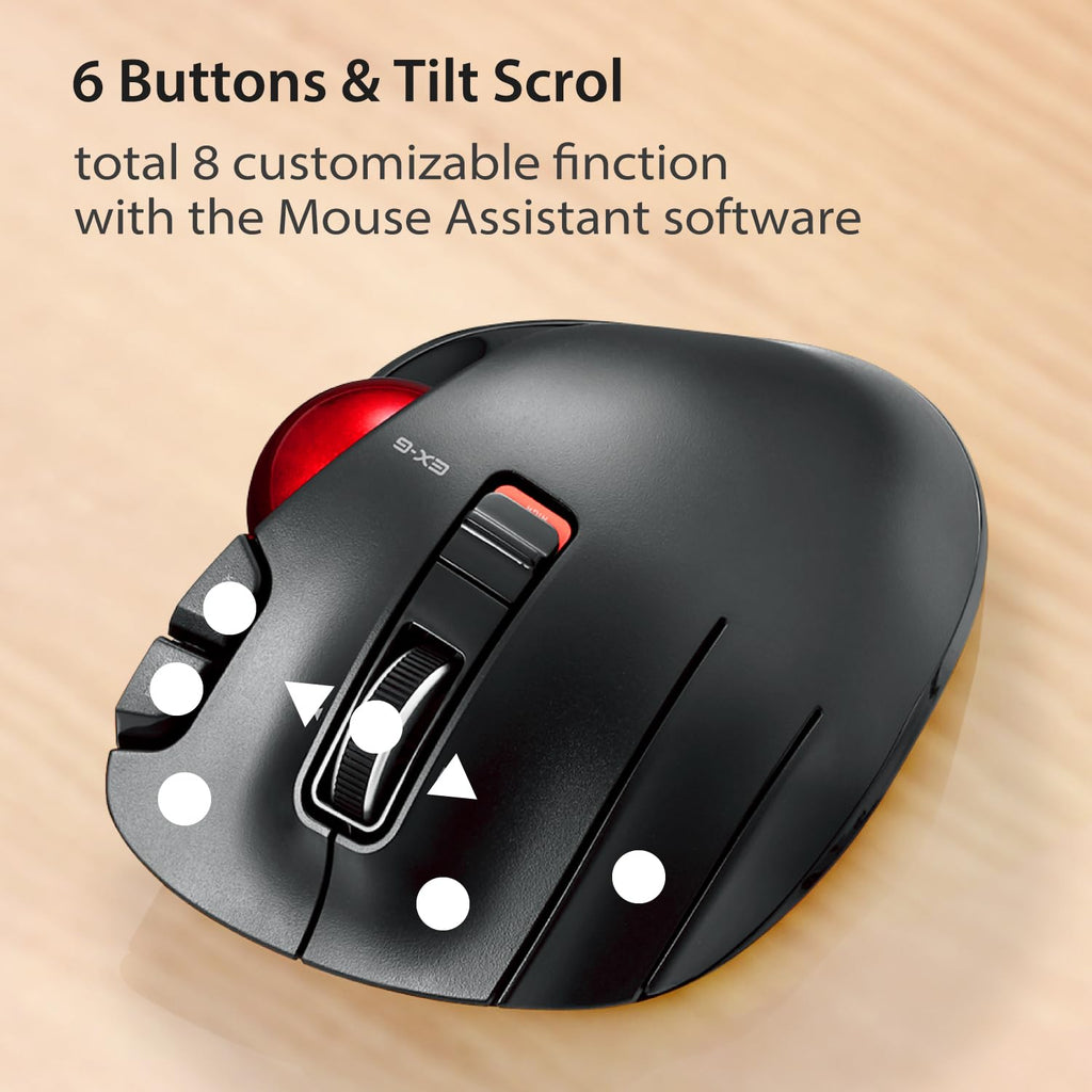Wireless Left Handed Thumb Control Trackball Mouse Y477911