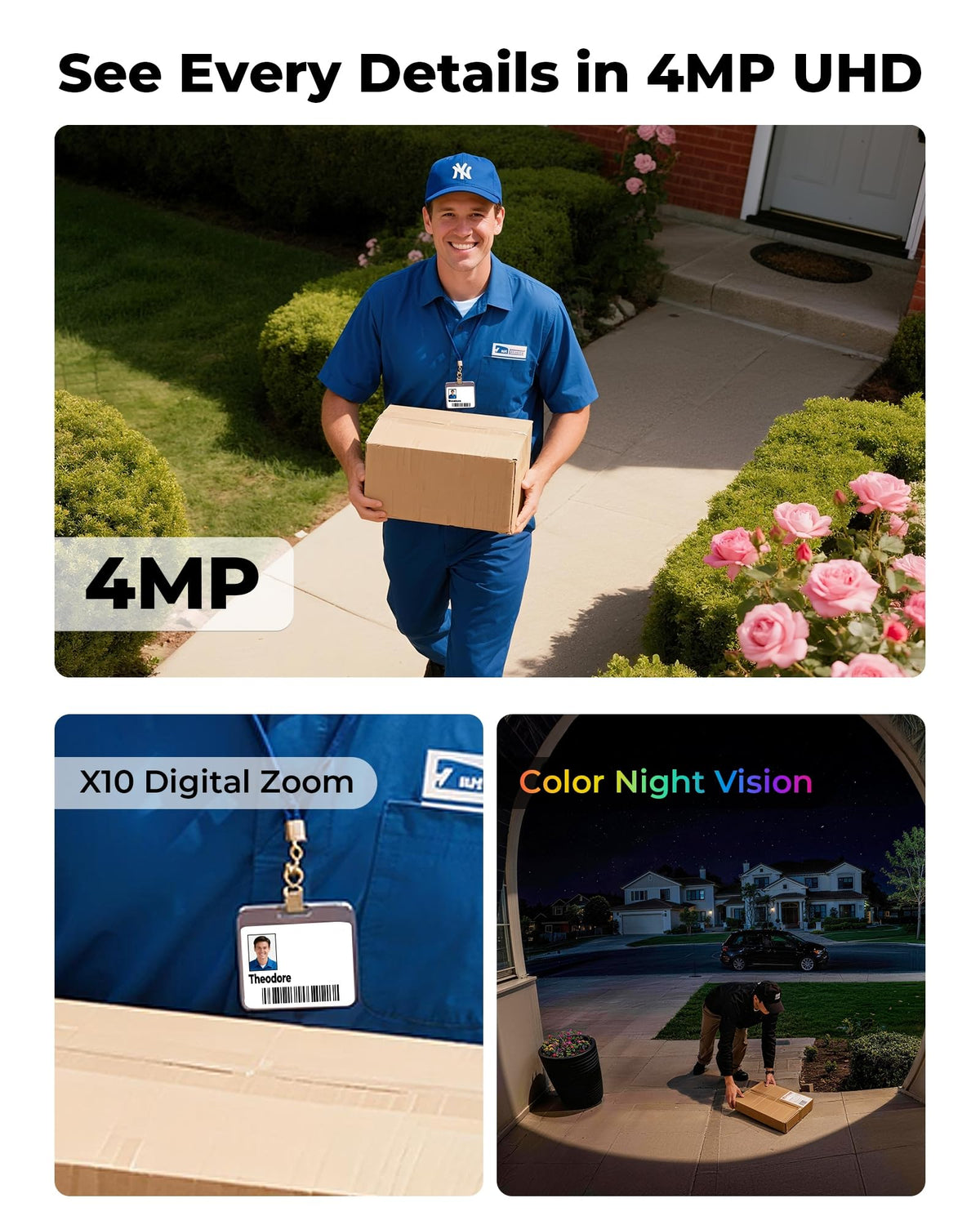 4MP Solar Powered Wireless Security Camera System with Color Night Vision G31258
