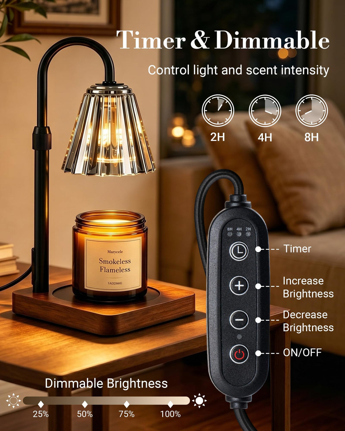 Vintage Candle Warmer Lamp with Timer Dimmer J614
