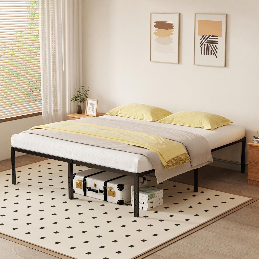 Queen 18 Inch Metal Platform Bed Frame, Black W249506