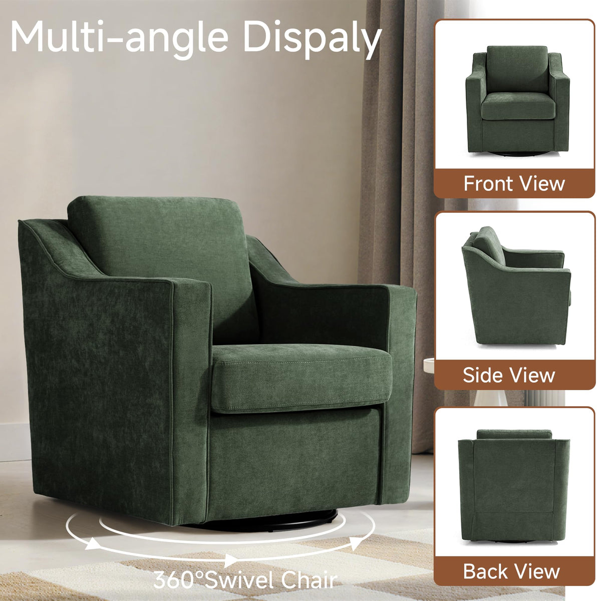 Green Swivel Accent Chairs Set of 2 R6247