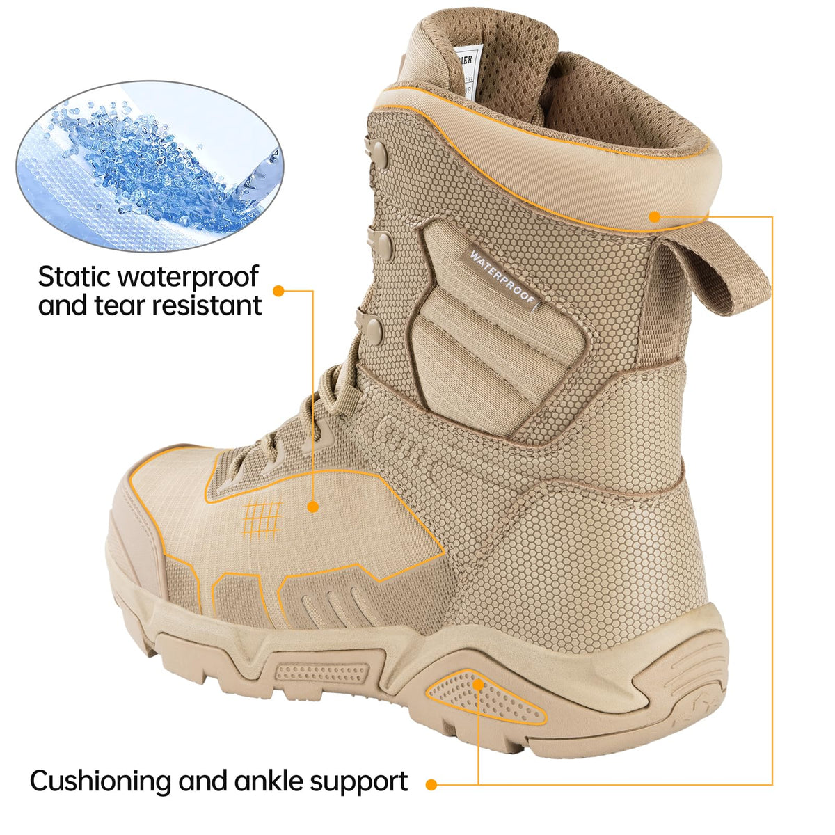Men's Waterproof Tactical Work Boots H8447