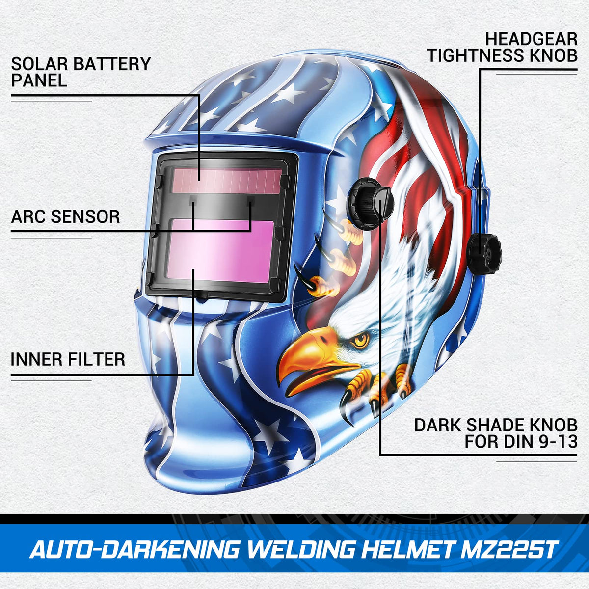 Auto Darkening Solar Powered Welding Helmet G29184
