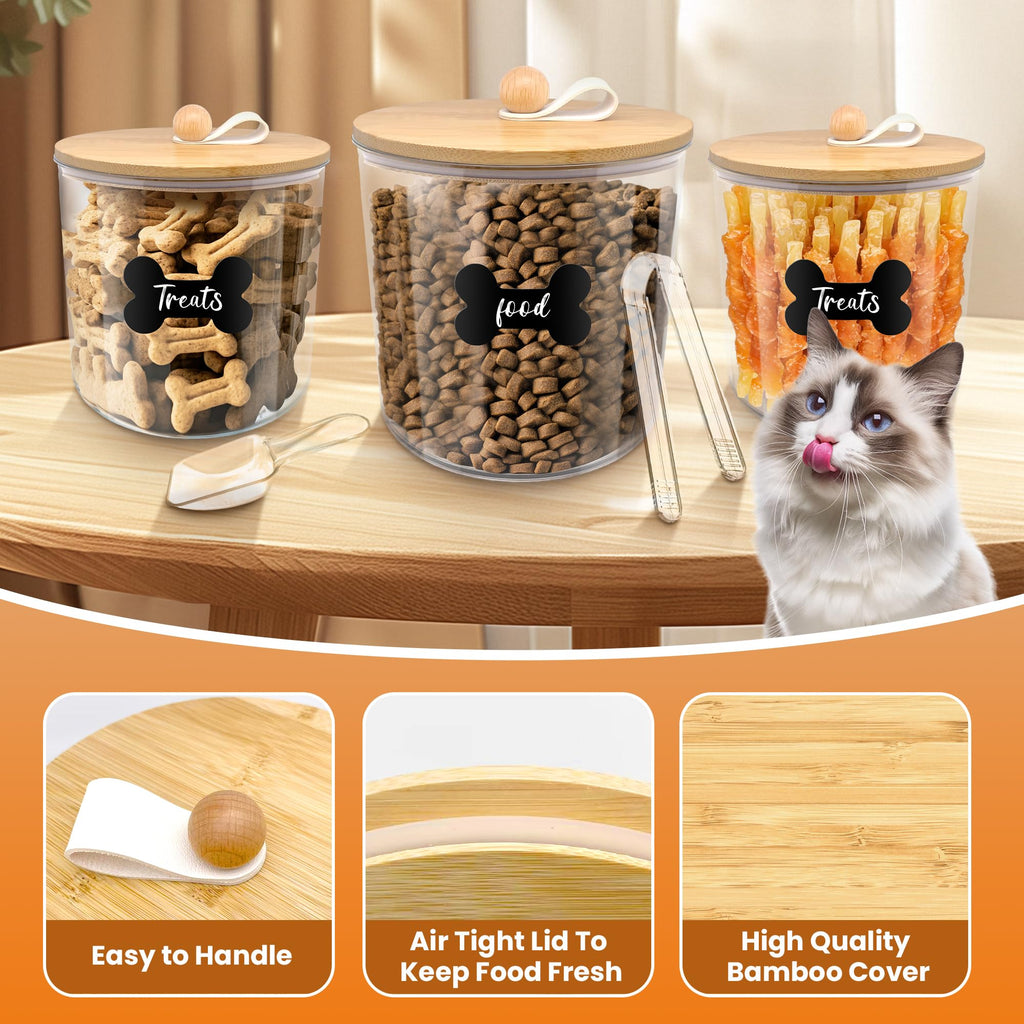 3 Pack Airtight Dog Food Storage Container with Bamboo Lids X7863