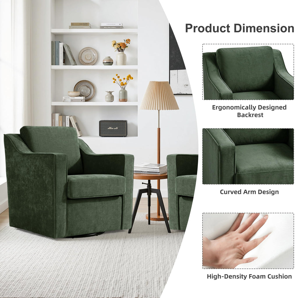 Green Swivel Accent Chairs Set of 2 R6247