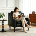 PU Leather Accent Chair Button-Tufted Upholstered Black F68356