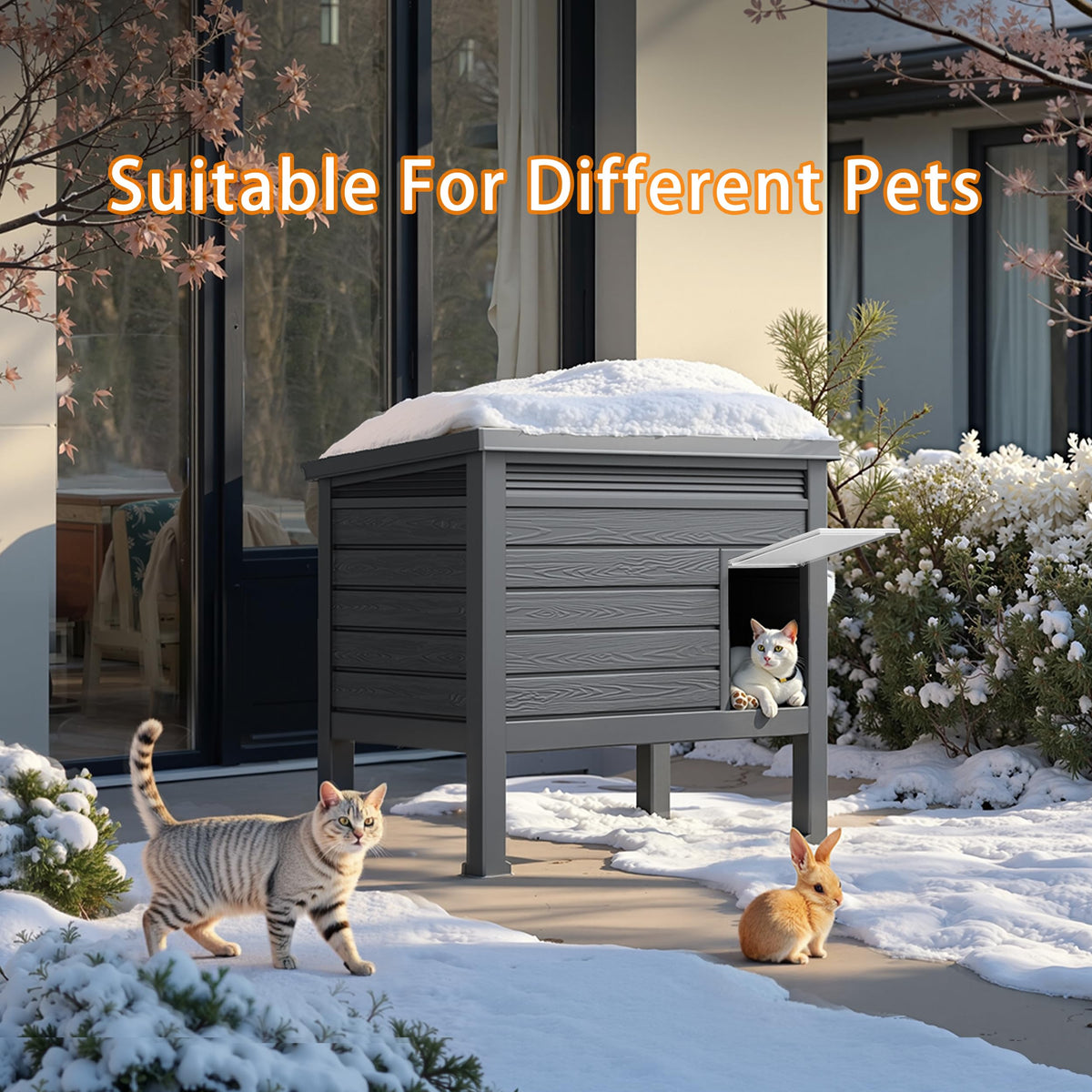 Outdoor Cat House, Black, Large Z87333