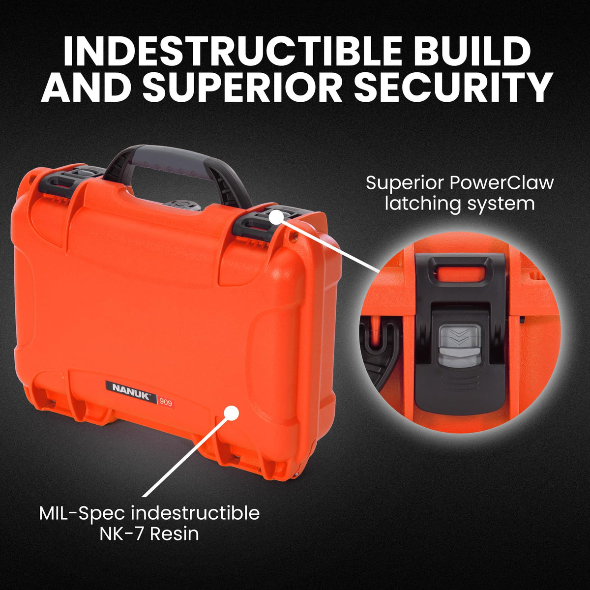 Orange Waterproof Camera Hard Case with Cubed Foam S2436