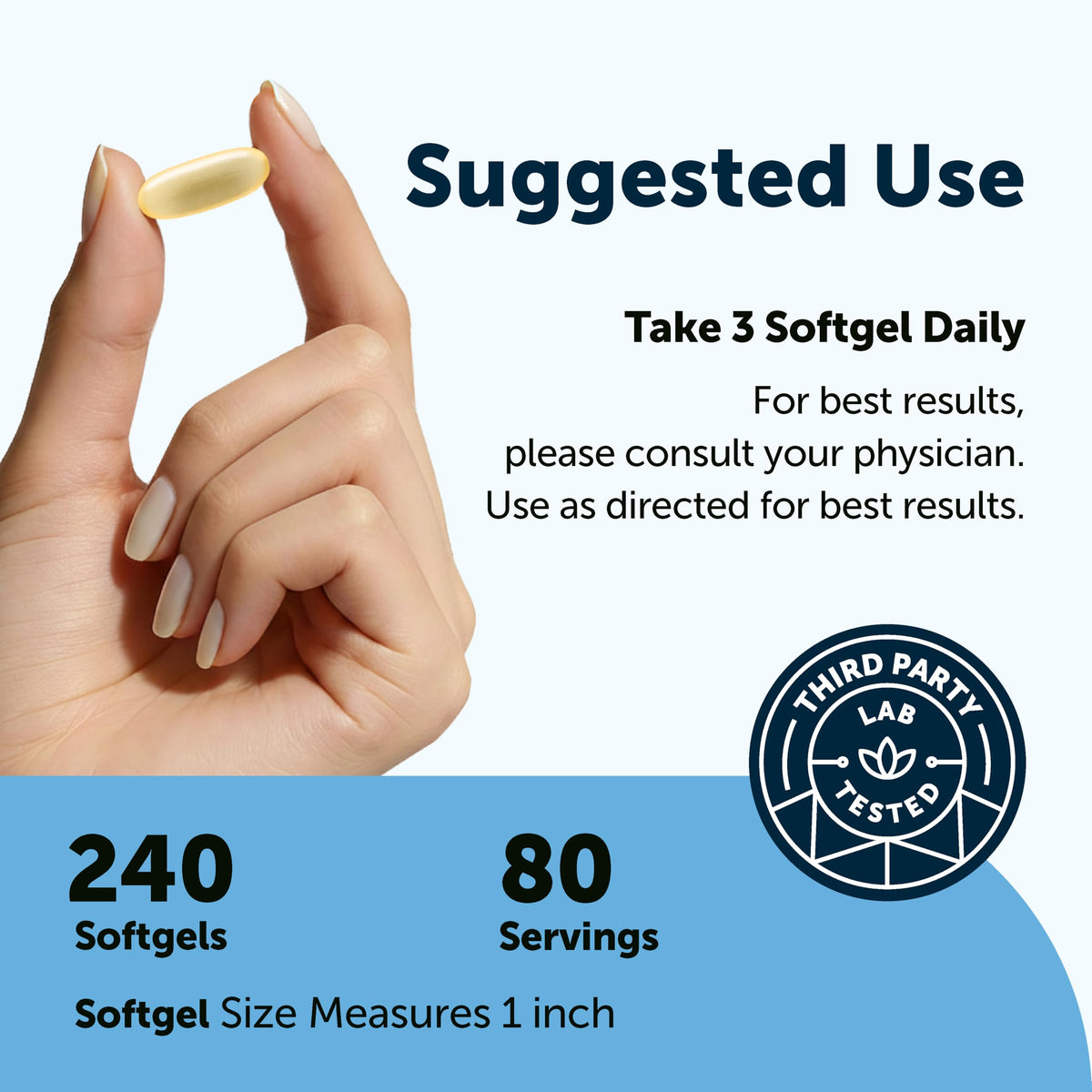 Omega 3 Fish Oil 3,000mg 240 Softgels Lemon Flavored EPA DHA M688109