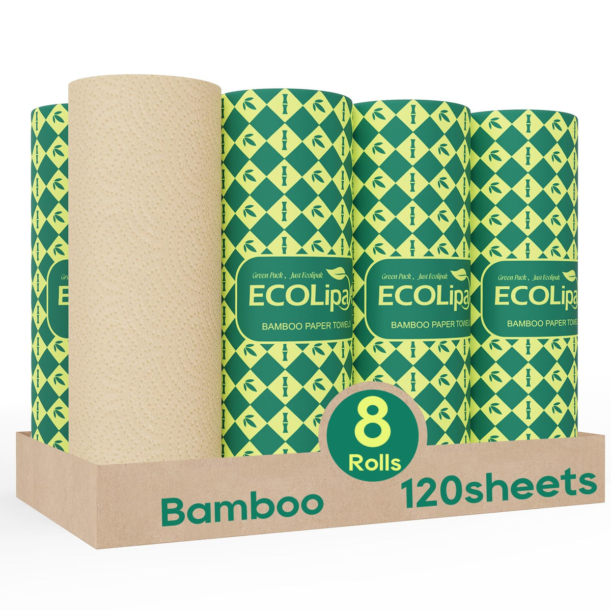 Bamboo Paper Towels, 8 Rolls, 2 Ply 120 Sheets X984