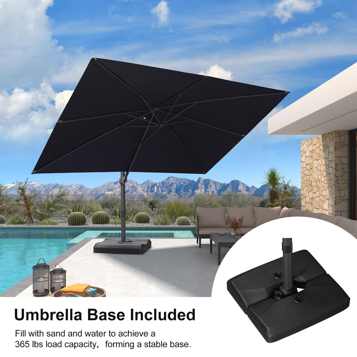 Navy Blue Cantilever Umbrella with Base E75026