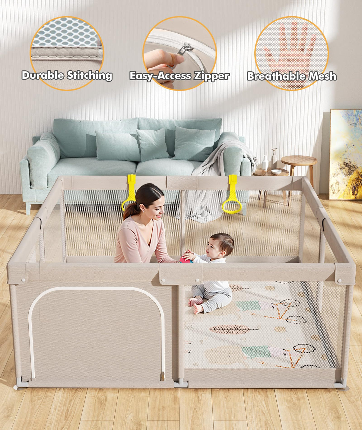 Grey Baby Playpen with Mat T322