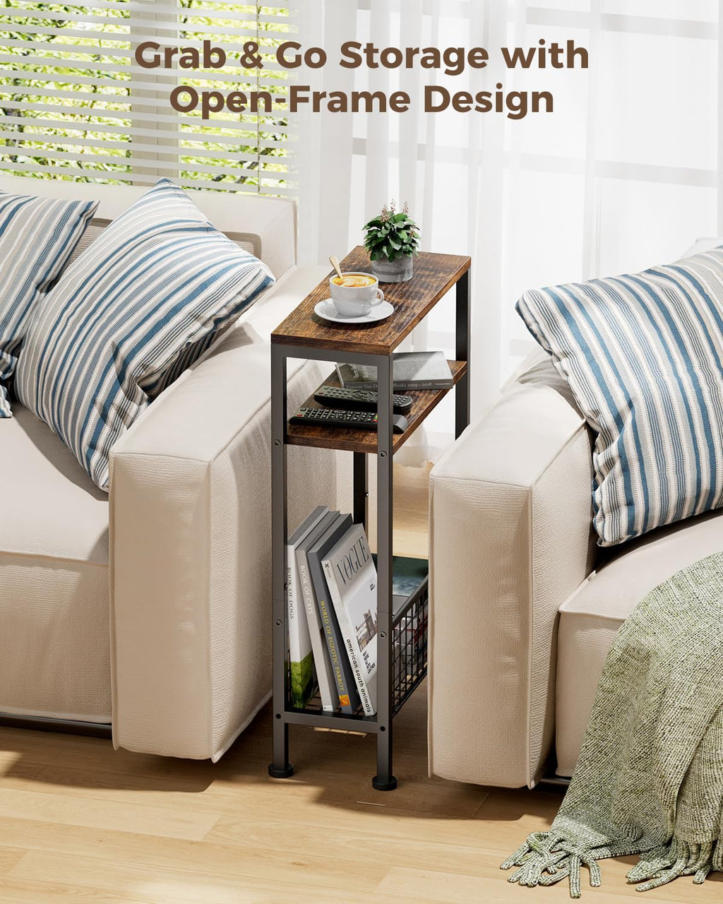 Narrow 3-Tier Wooden Side Table J929279
