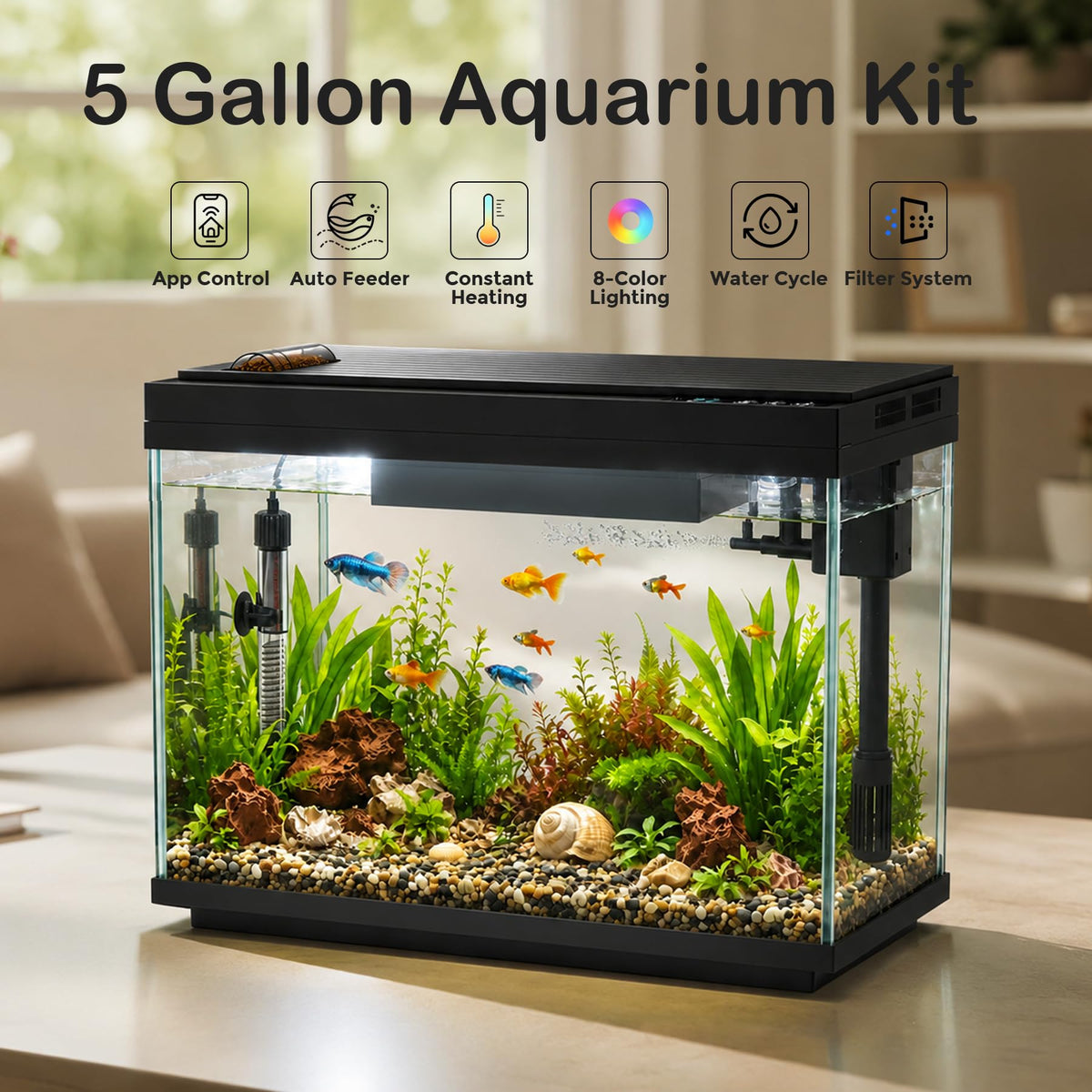 5 Gallon Aquarium Kit Ultra-White Glass O115627