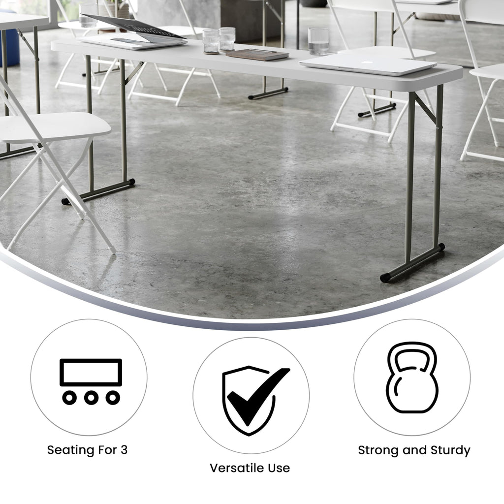 6 ft Plastic Folding Training Table J985025