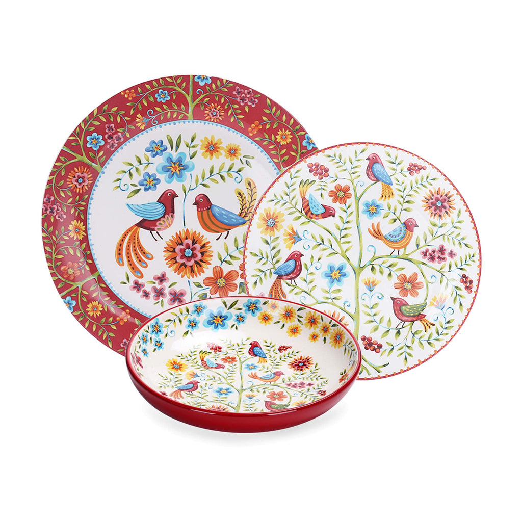 Red Ceramic 12 pcs Dinnerware Set, Service for 4 N83877