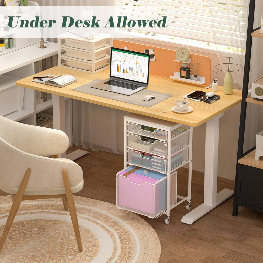 4 Drawer Rolling File Cart with Wheels, White R4308