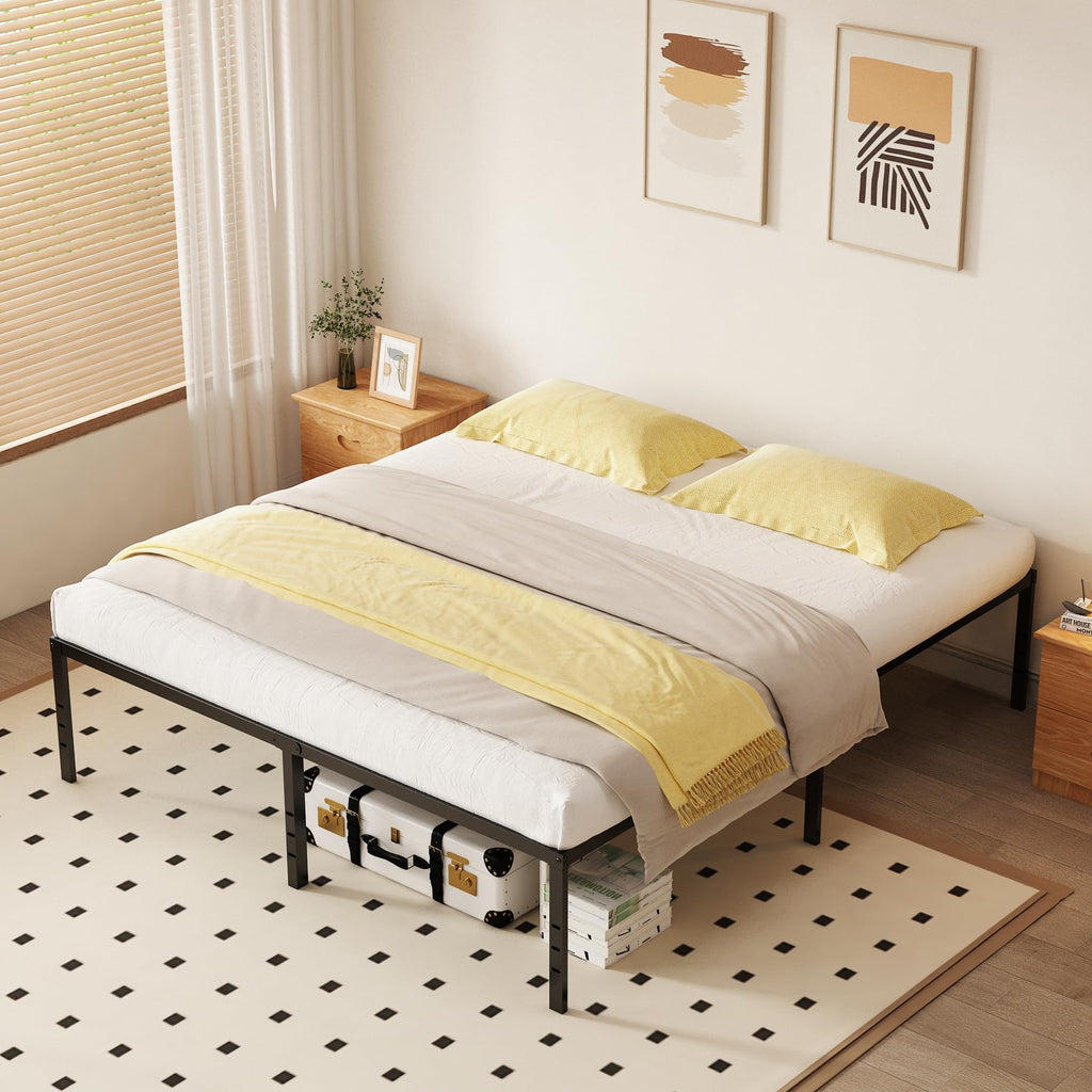 Queen 18 Inch Metal Platform Bed Frame, Black W249506