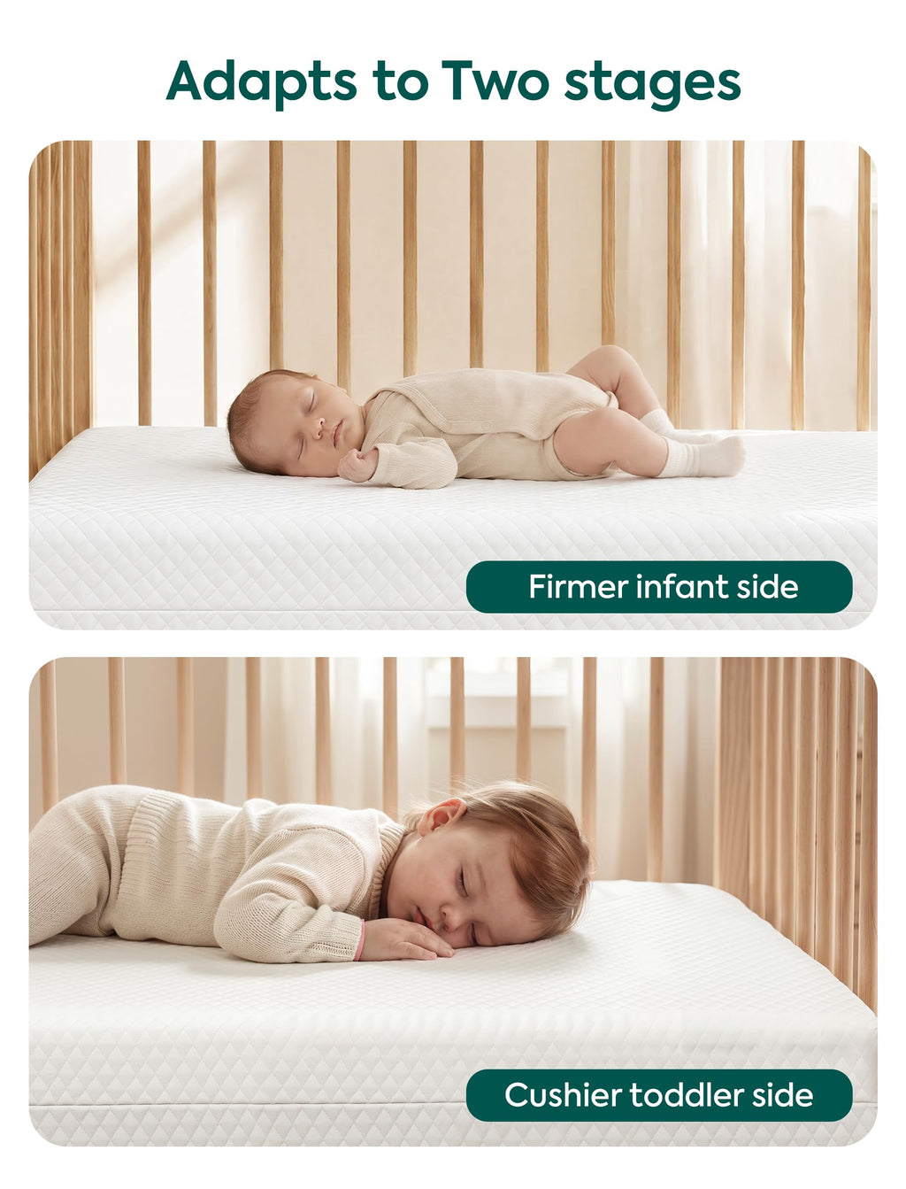Dual-Sided Memory Foam Waterproof Crib Mattress U4967
