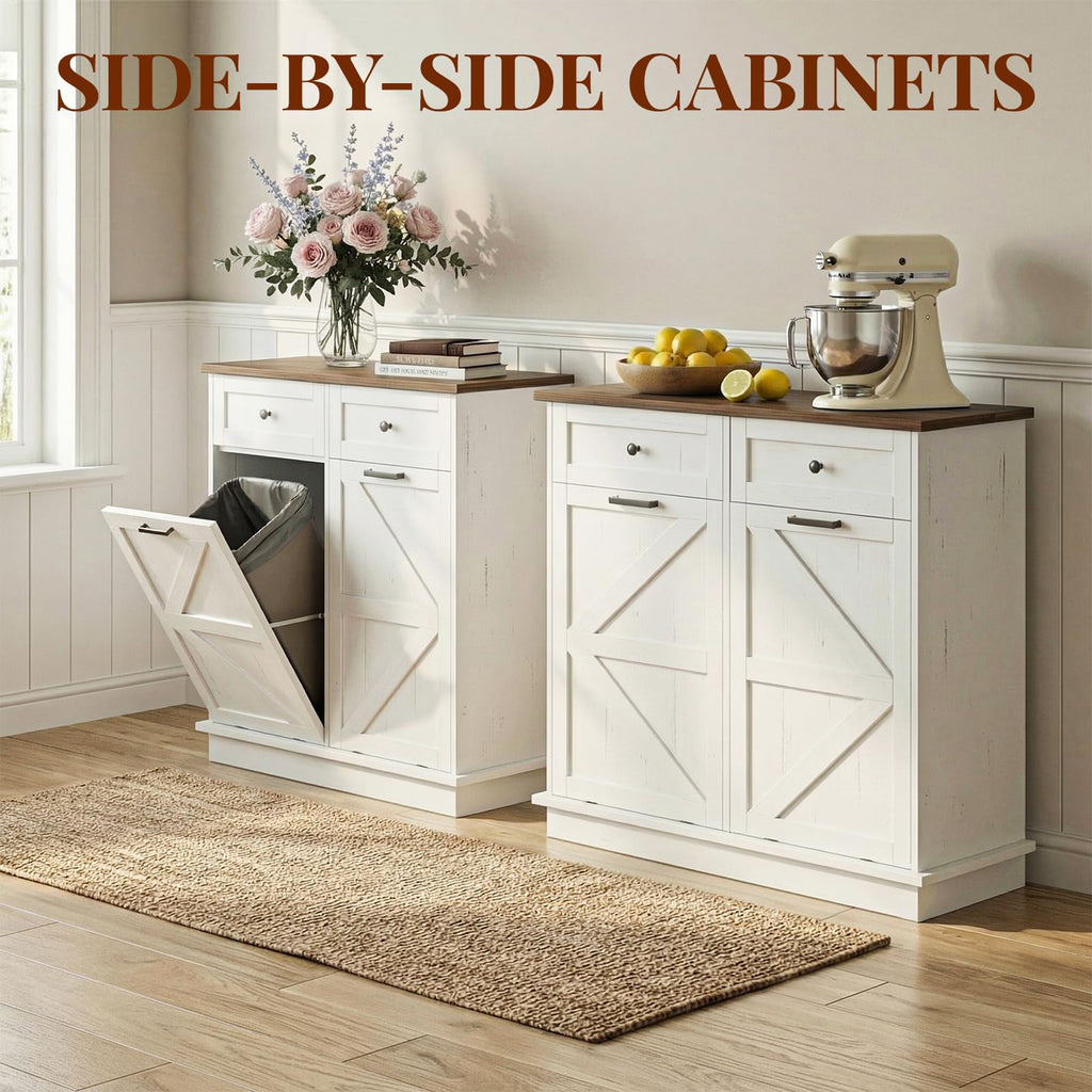 White 20 Gallon Tilt Out Trash Can Cabinet G16126