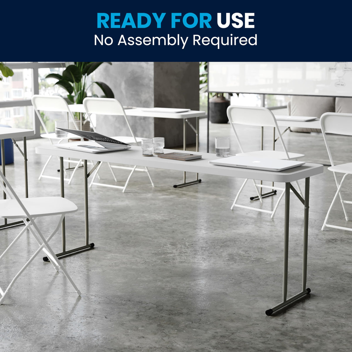 6 ft Plastic Folding Training Table J985025