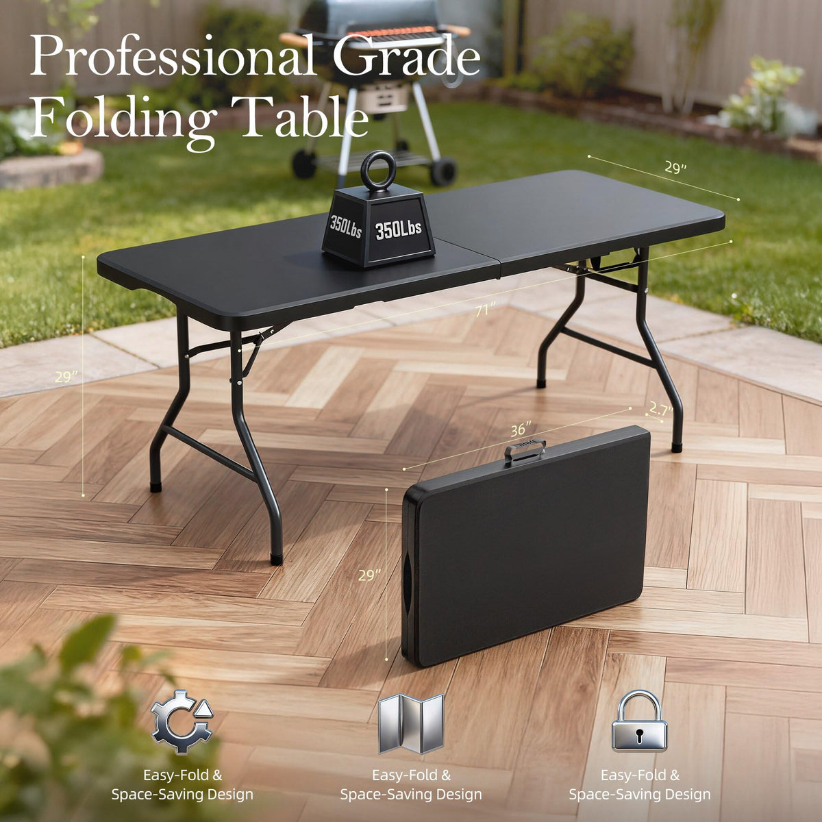 6FT Heavy Duty Foldable Plastic Table L223144