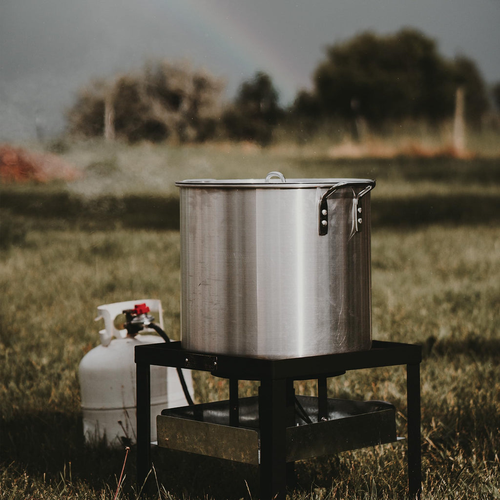 60Qt Aluminum Stock Pot with Strainer and Lid J6879