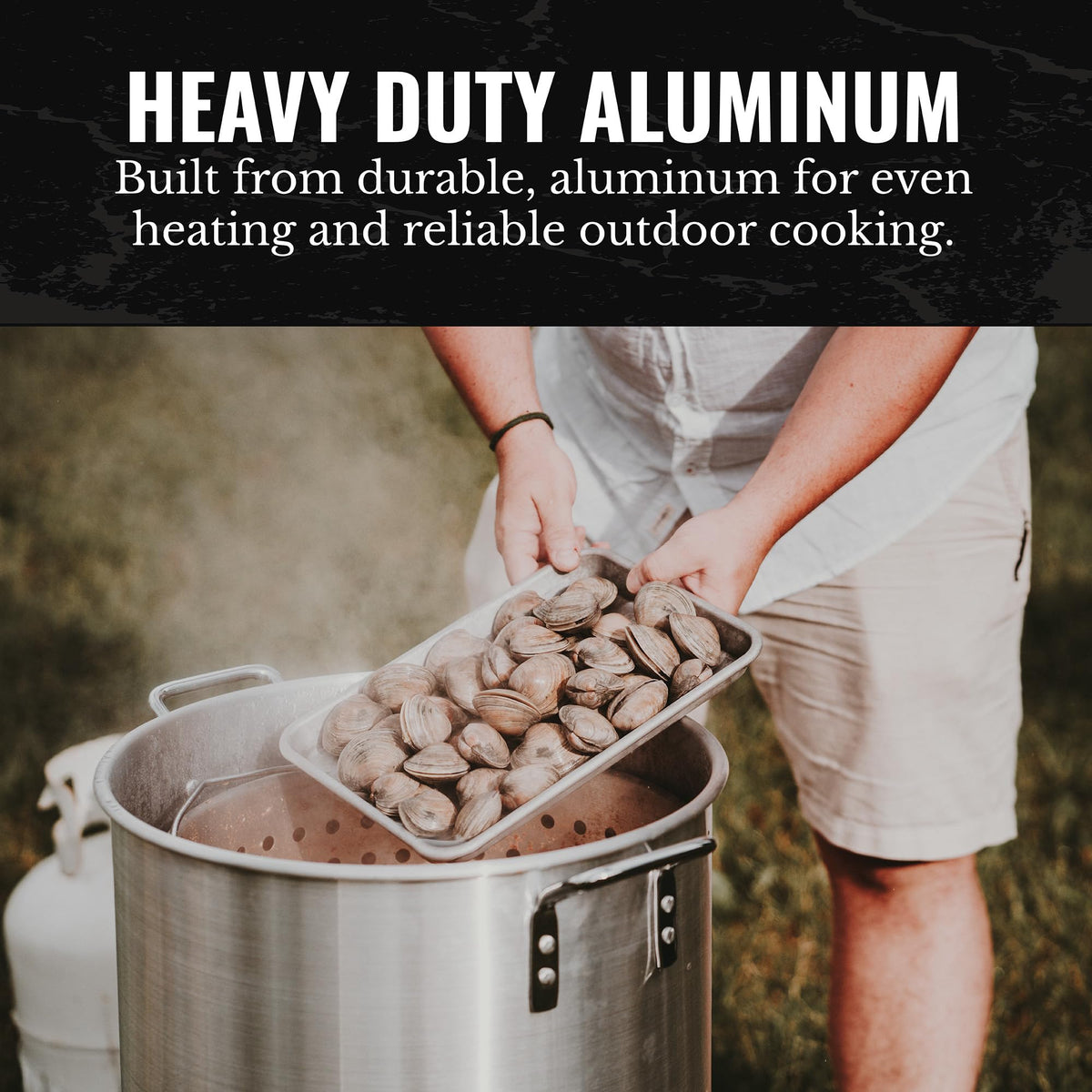 60Qt Aluminum Stock Pot with Strainer and Lid J6879
