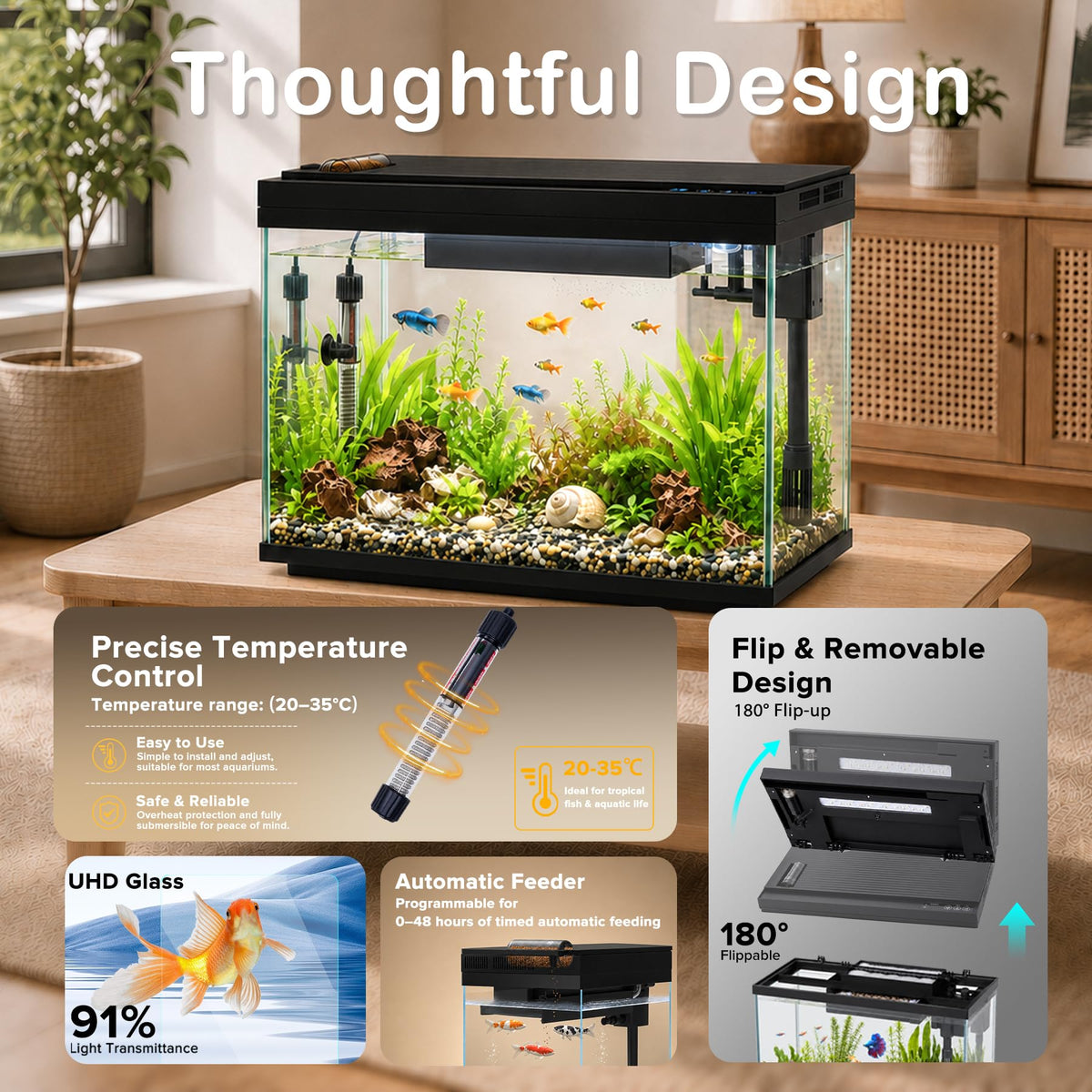 5 Gallon Aquarium Kit Ultra-White Glass O115627