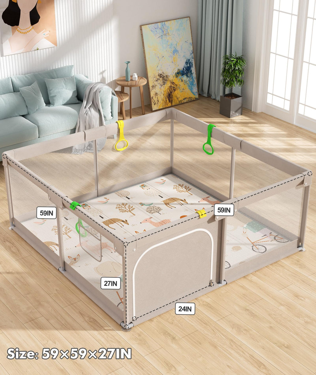 Grey Baby Playpen with Mat T322