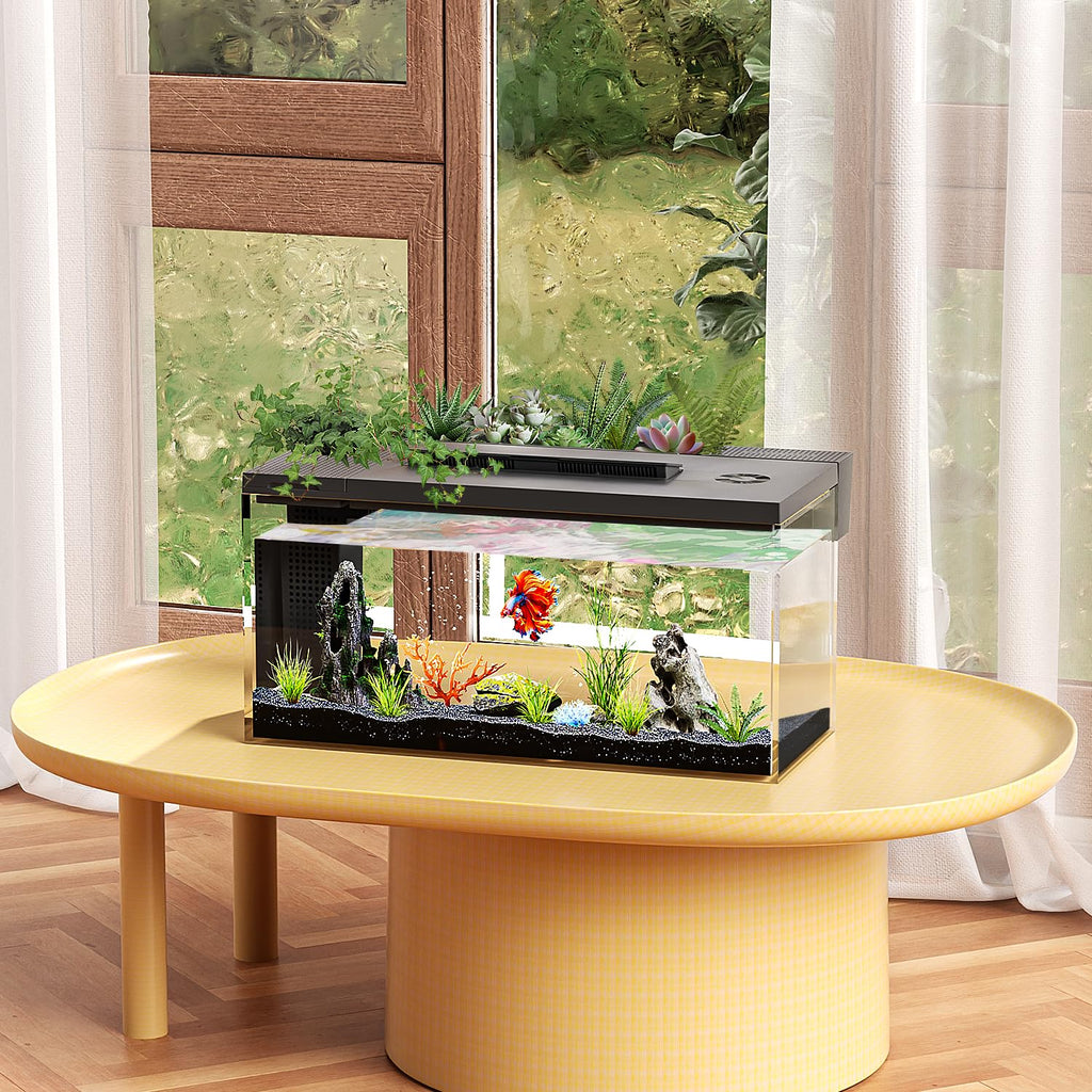 3.7 Gallon Betta Fish Tank Kit with Filter Light Water Pump M7628