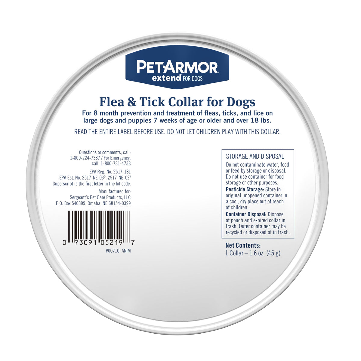 Large Dog Flea and Tick Collar 8 Months Protection O99864