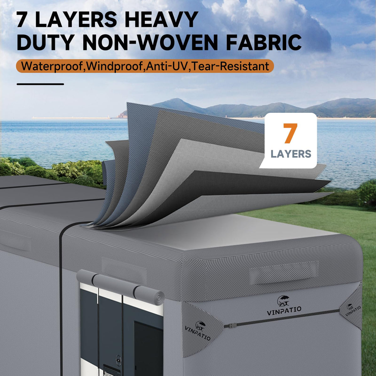 7 Layers Class A RV Cover with Straps F9746