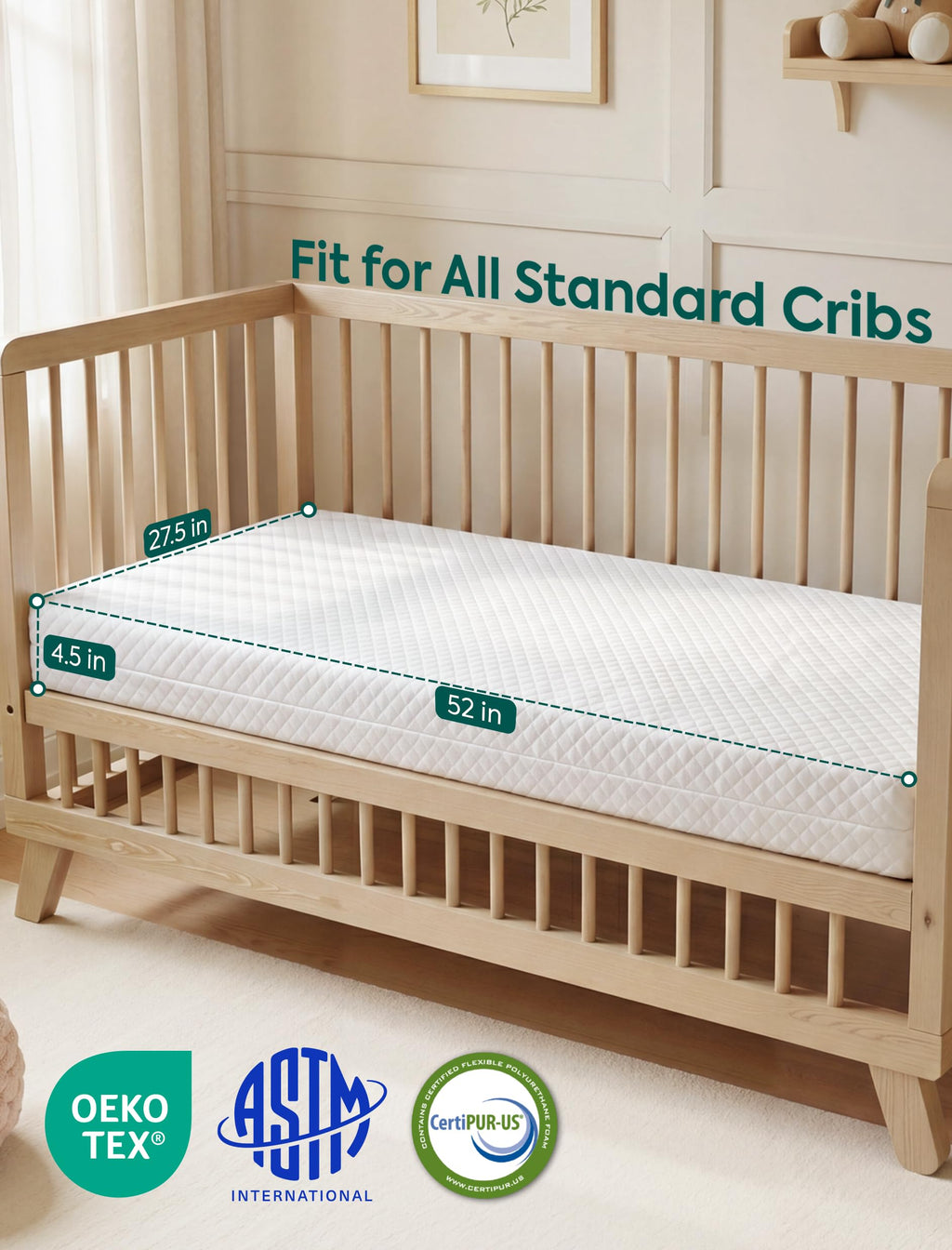 Dual-Sided Memory Foam Waterproof Crib Mattress U4967