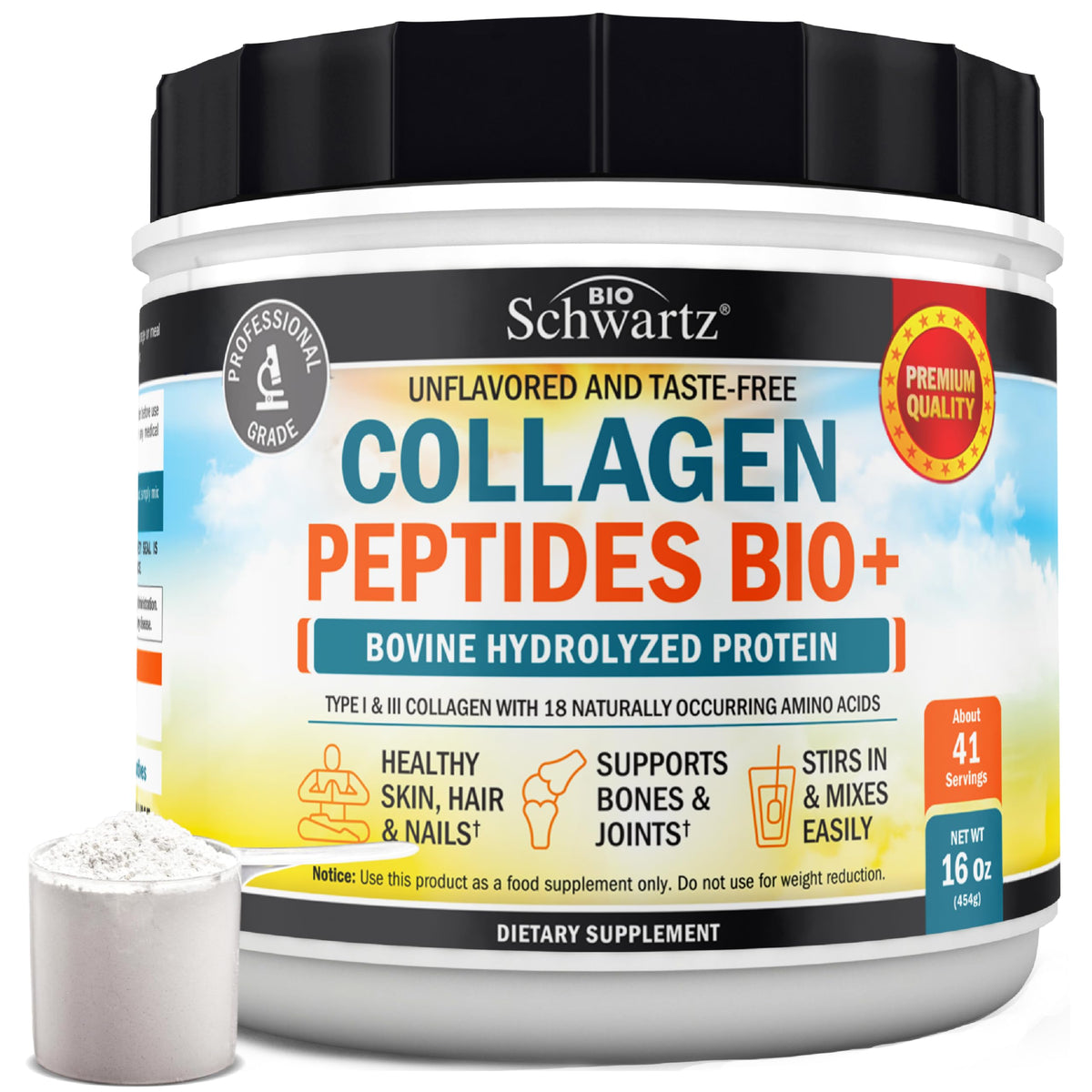 Unflavored Collagen Peptides Powder 16oz Z833