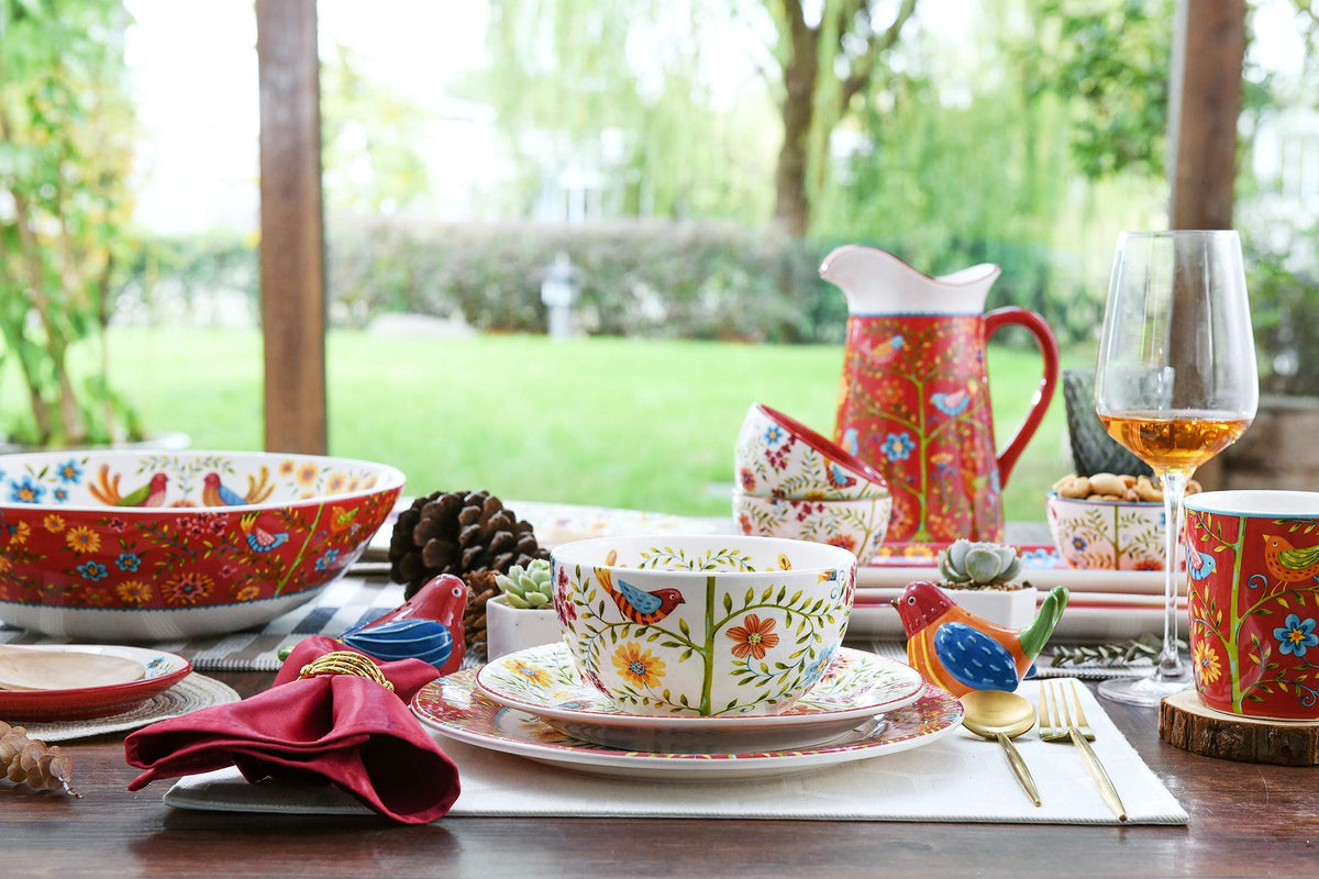 Red Ceramic 12 pcs Dinnerware Set, Service for 4 N83877