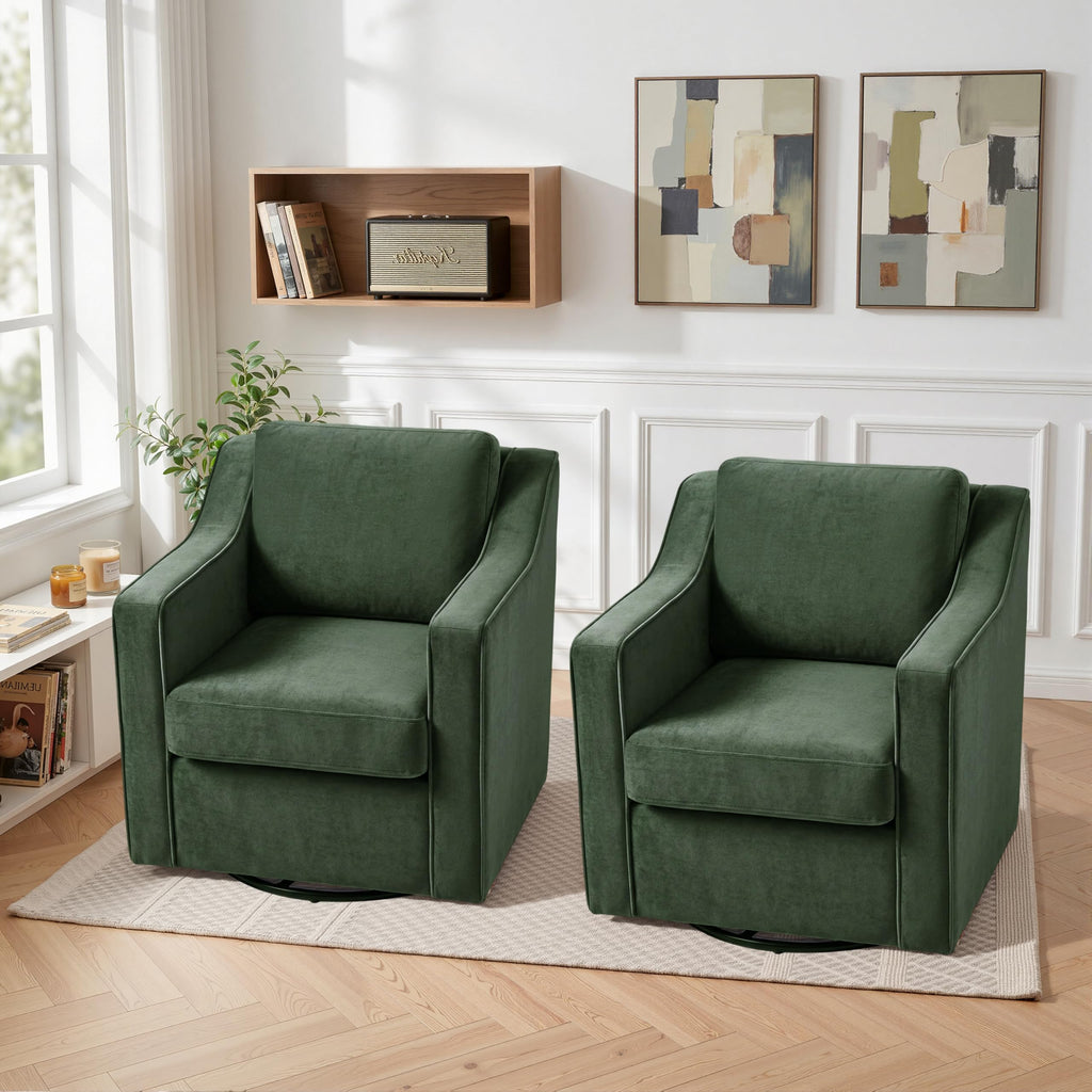 Green Swivel Accent Chairs Set of 2 R6247