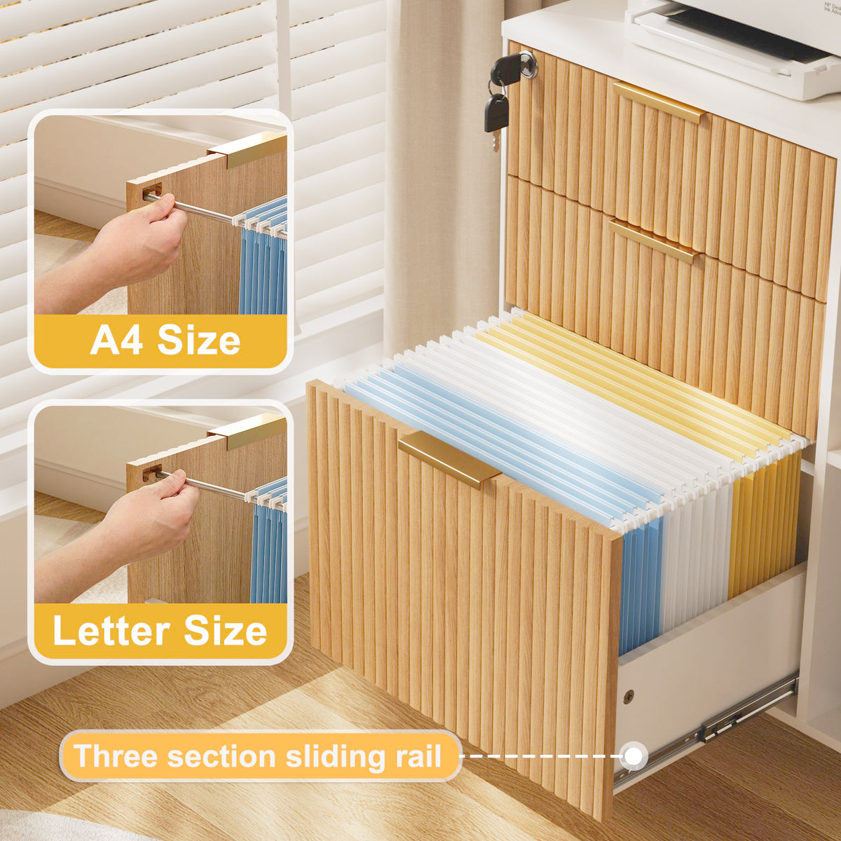 3 Drawer Fluted Mobile Filing Cabinet with Lock R136